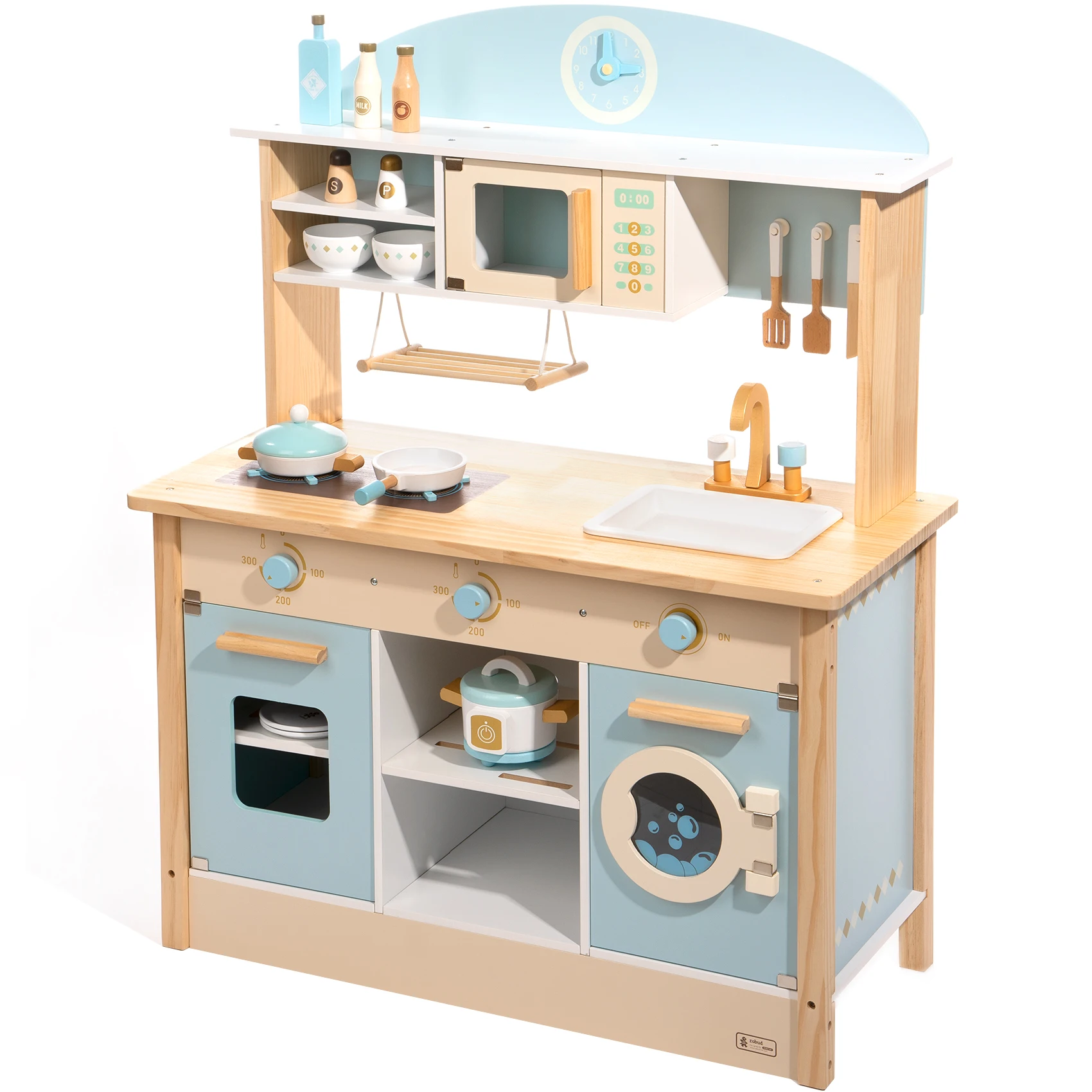 

ROBUD Wooden Play Kitchen Set for Kids Toddlers, Toy Kitchen Gift for Boys Girls - WCF14