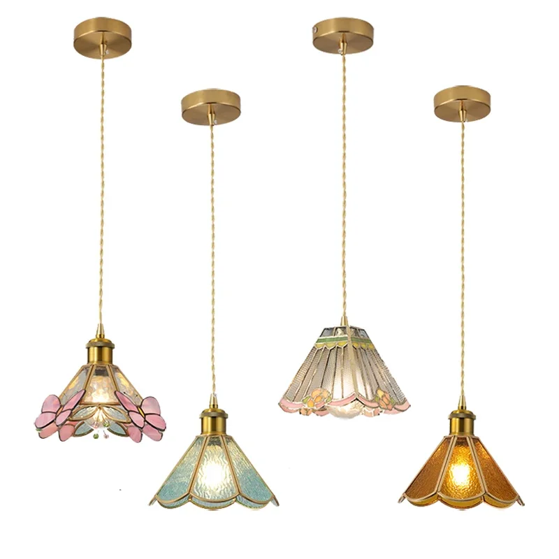 Современная эмалированная маленькая люстра из стекла Тиффани для спальни
