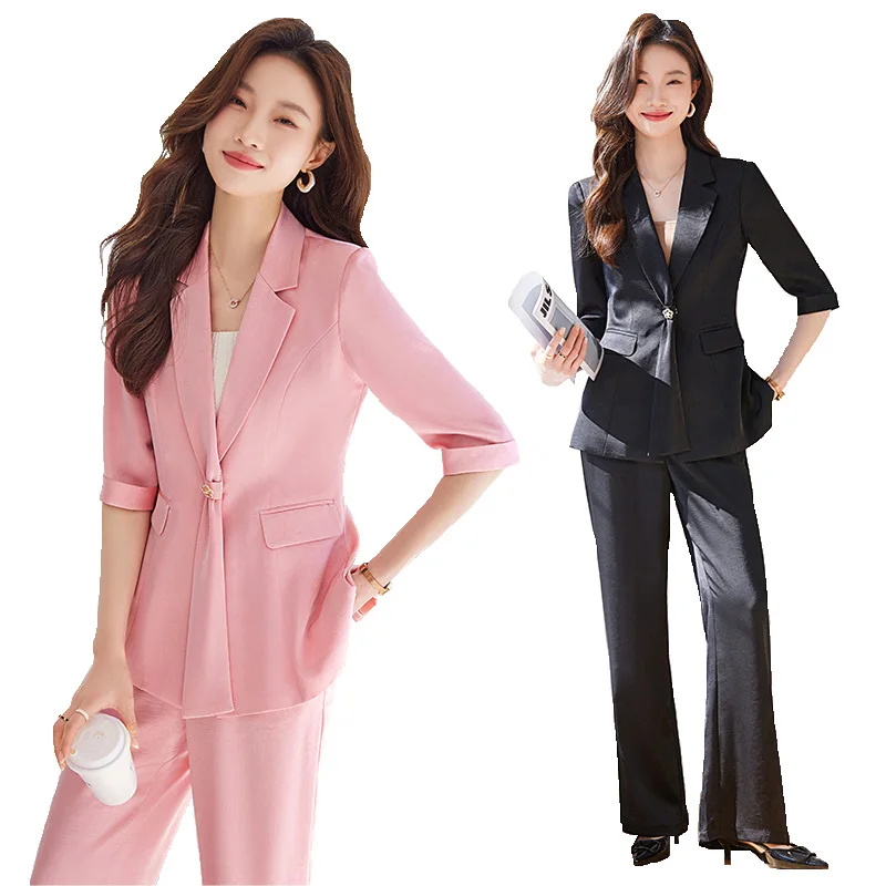 Высококачественные женские костюмы с коротким рукавом лето 2024 новый тонкий