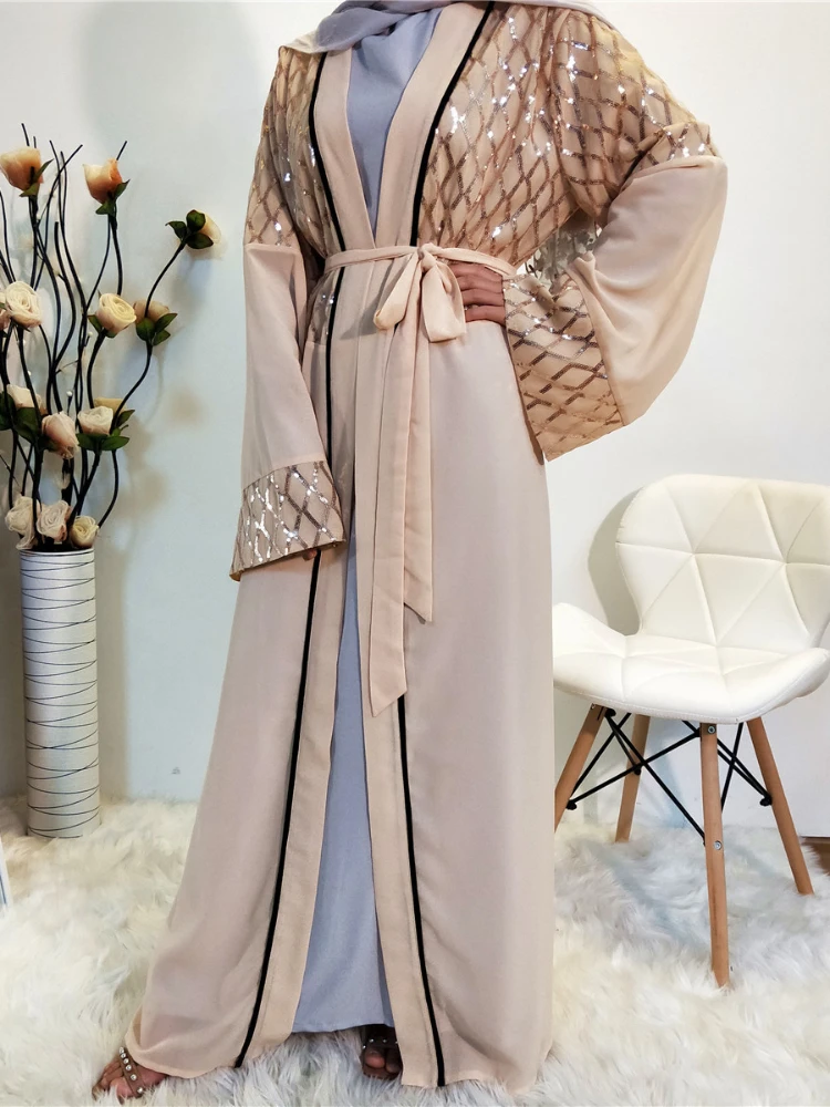 Шифоновые кружевные кимоно Abaya Дубай Кафтан мусульманский для женщин женская