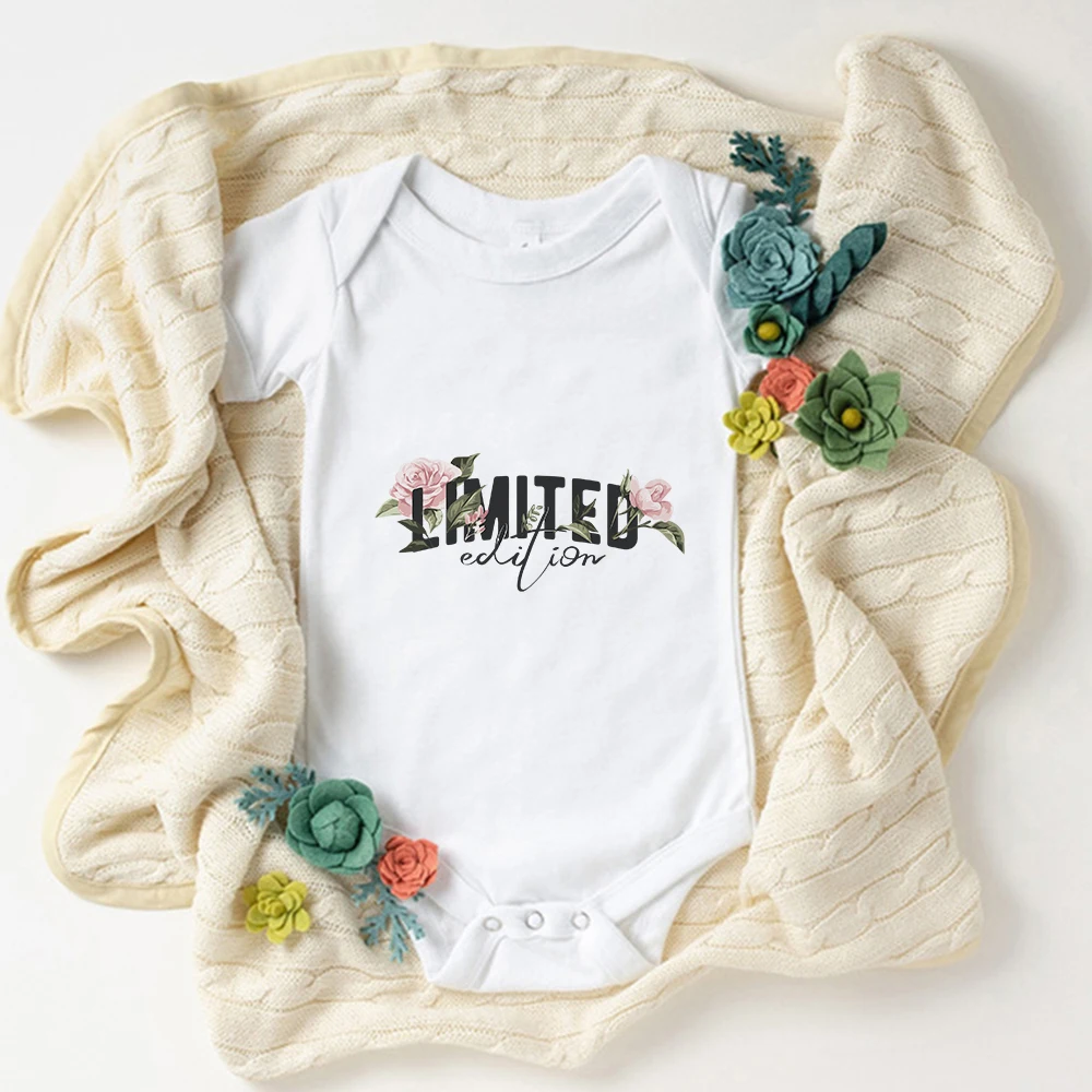 

Limited Edition Baby Funny Clothes Flower Aesthetic Newborn Girl Bodysuit Comfy Summer Short Sleeve Infant Onesies Breathable