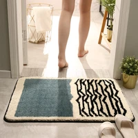 modern simple flocking bath mat hallway entrance doormat living room rugs home kitchen absorbent carpet anti slip bathroom mats