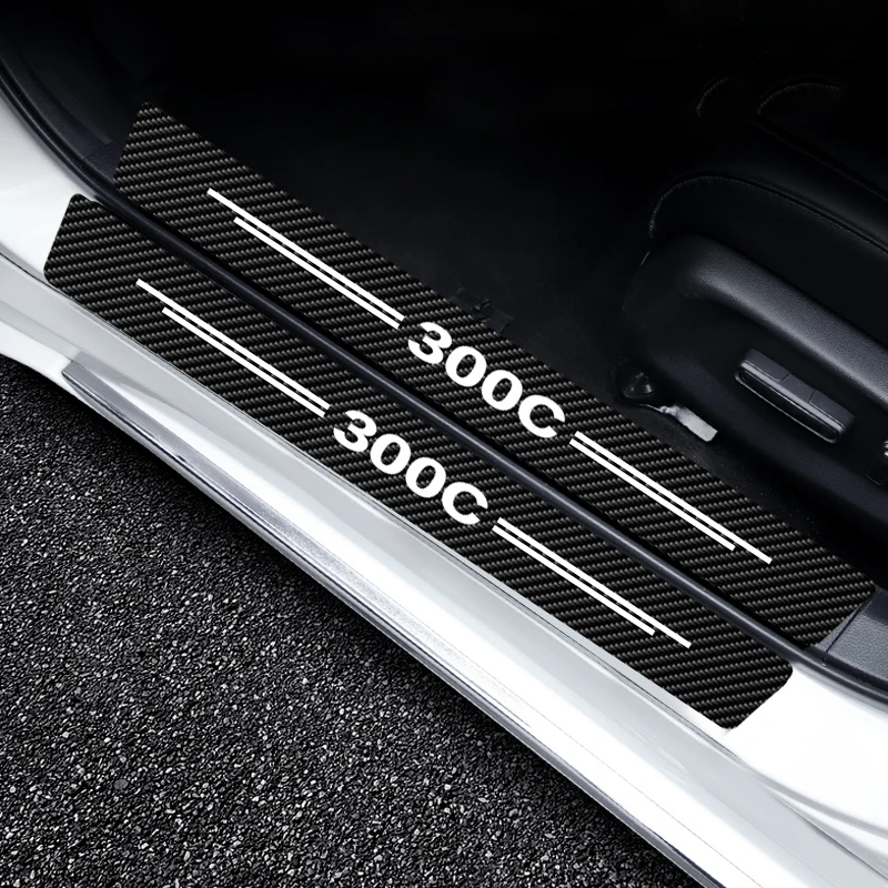 

For Chrysler 300C Newly Car Door Sill Carbon Fiber Decals Foot Pedal Protection Door Step Scratch Sticker Waterproof Material
