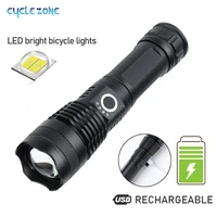 cyclezone ultra bright led flashlight with xp70 led lamp beads waterproof torch zoomable 4 lighting mode usb charging hand light