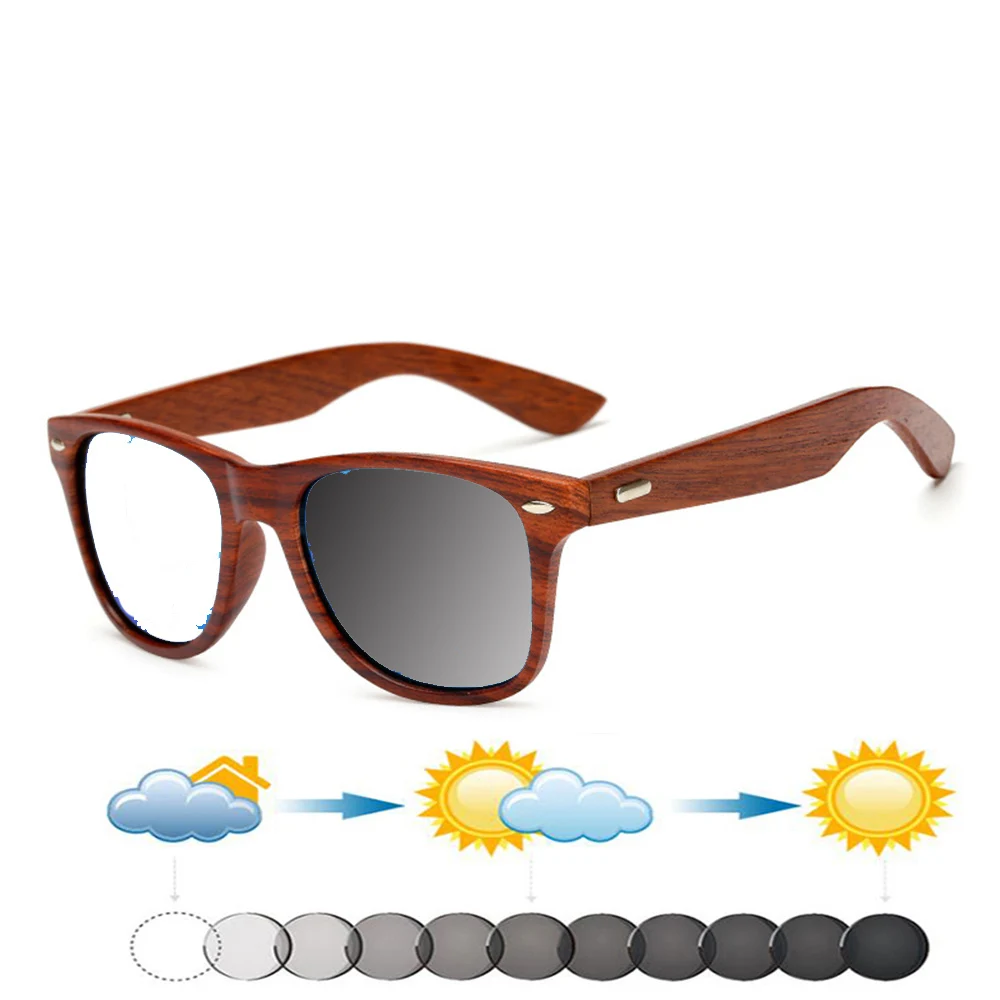 

Round Bamboo Wood Oversized Frame Comfortable Photochromic Reading Glasses +0.75 To +4