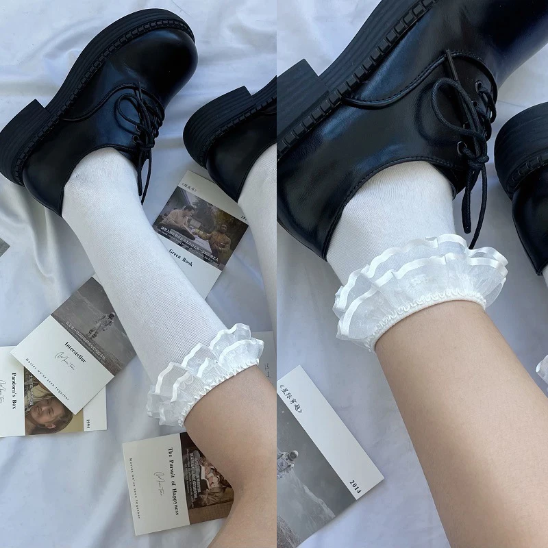 

Women Cute Socks Ruffle Socks Lolita Short Kawaii Cosplay Costumes Accessories Nylon Lace Socks Anime Cartoon Sweet Girl Hosiery