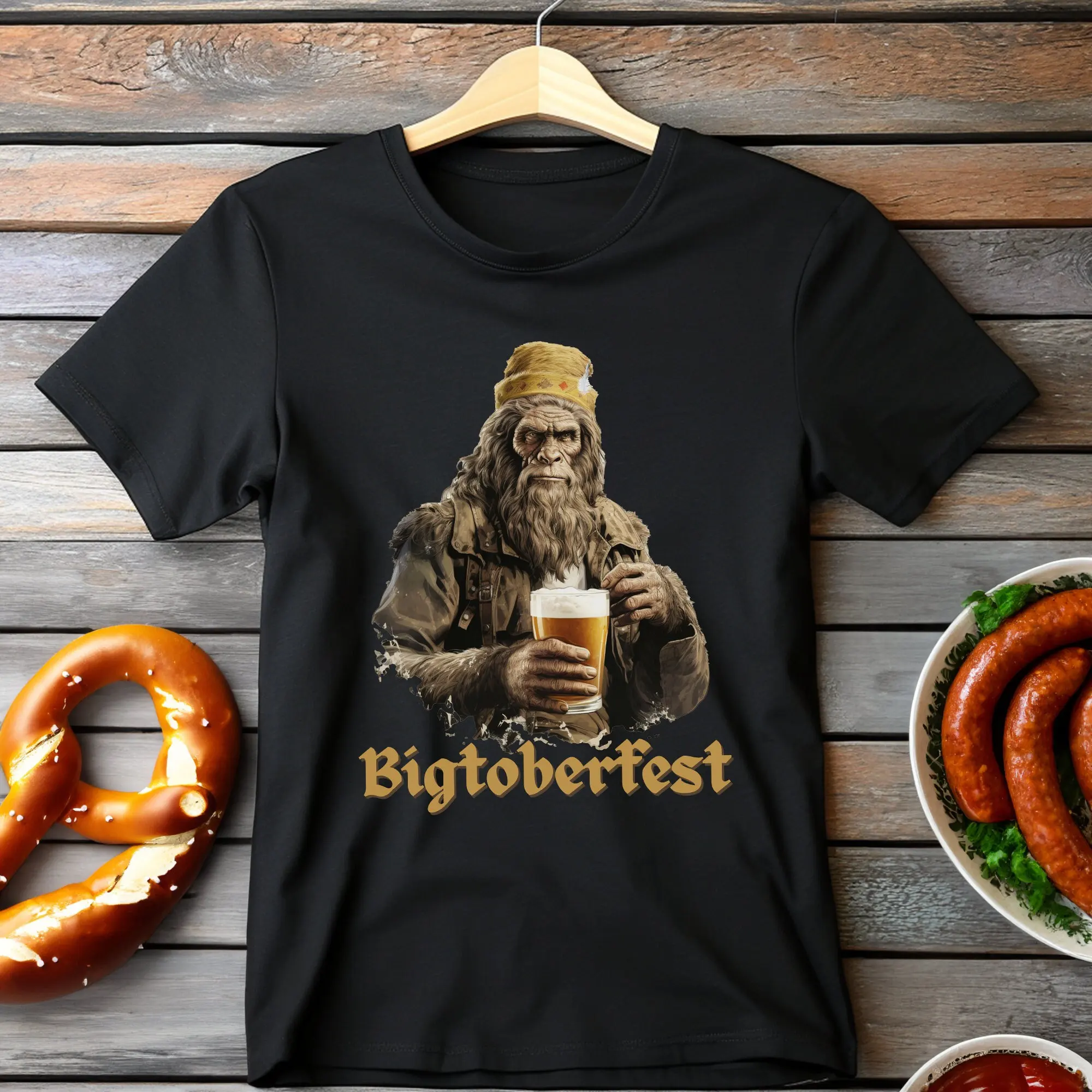 Футболка на Октоберфест BigfooT Sasquatch для него Cryptid кемпинг