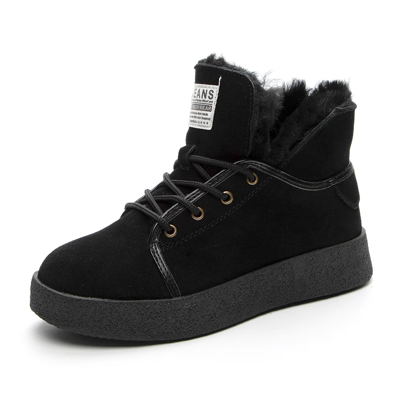 

Cow Suede Winter Snow Boots for Women Flat Designer Casual Sport Boots Female Luxury Ankle Platform Shoes Fashion 2023 Furry New