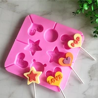 lollipop silicone mold various starheartround chocolate candy cake moulds for birthday cake decorating tool baking accessories