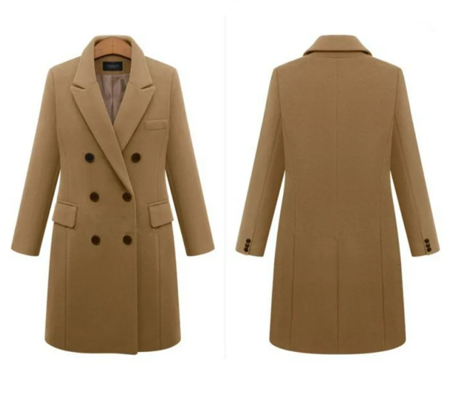 

Autumn and Winter Tweed Women's Coat Double-breasted Wool Coat for Women