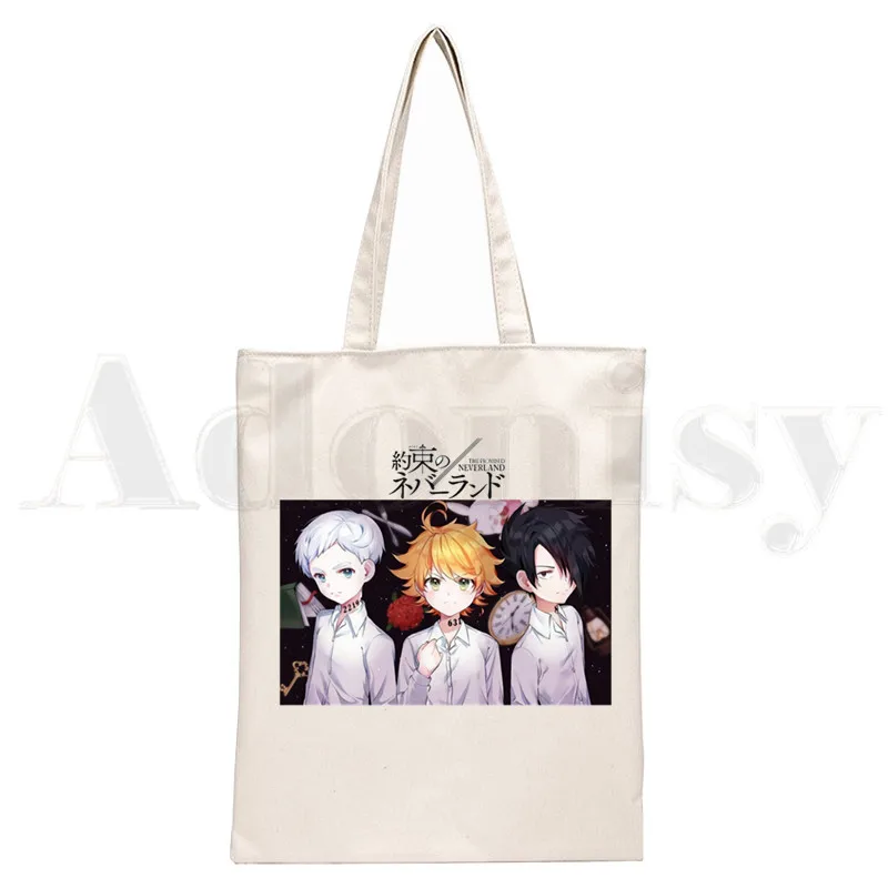 Yakusoku No Promised Neverland Emma Norman Ray Graphic Cartoon Print Shopping Bags Girls Fashion Casual Pacakge Hand Bag
