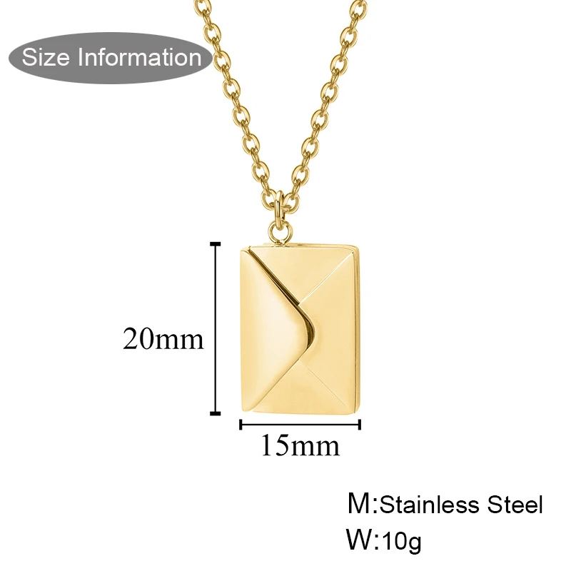 Trendy Customized Stainless Steel Envelope Necklace For Lover Couple Personalized Name Date Pendant Jewelry Gift For Women Party