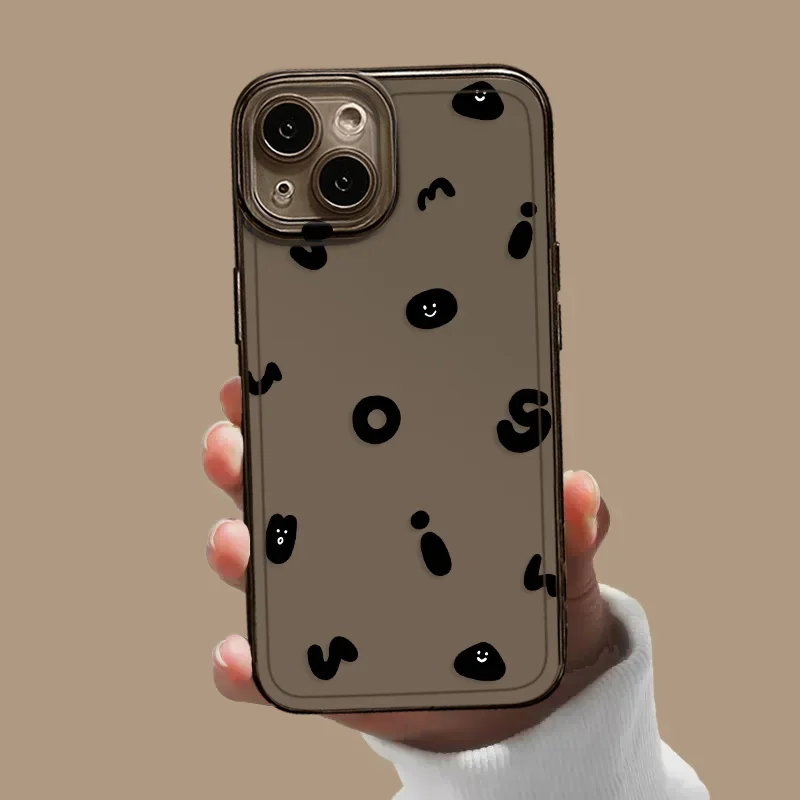 Прозрачный чехол для телефона с простыми модными буквами iPhone 16 15 14 13 12 11 Pro Max Plus Mini