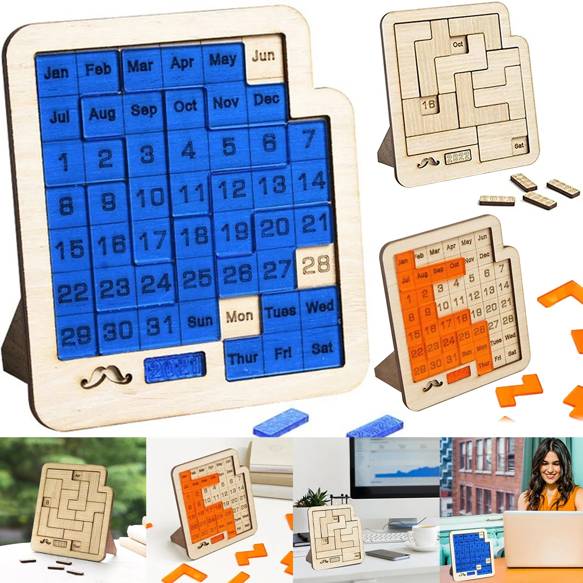 

Daily Calendar Puzzle Wooden Calendar Play A Different Puzzle to Display the Date Difficult Jigsaw Game for Office Desk