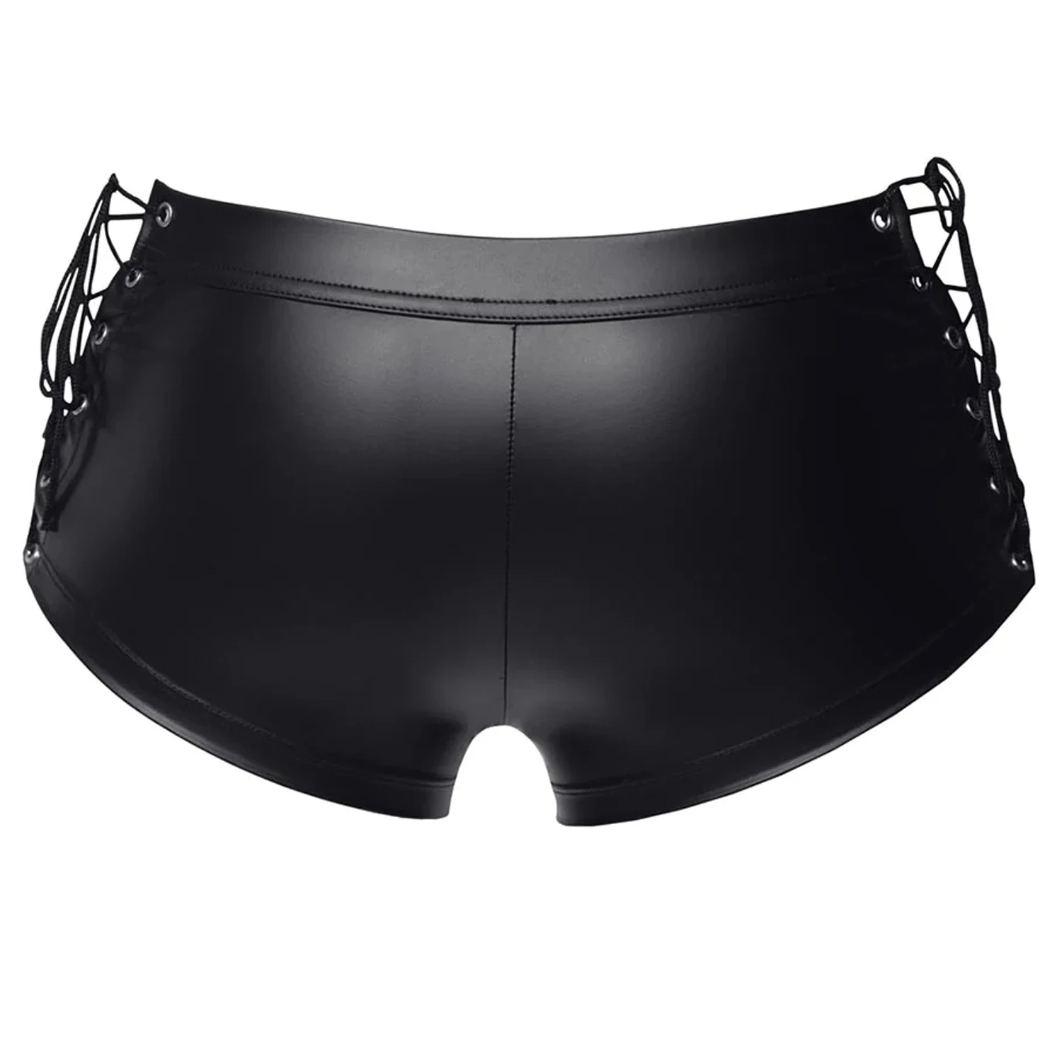 FYXLJJ Sexy Mens Leather Boxershort Fetish Underwear Male Leather Exotic Bandage Boxers Bulge Pouch Shorts Performance Underpant