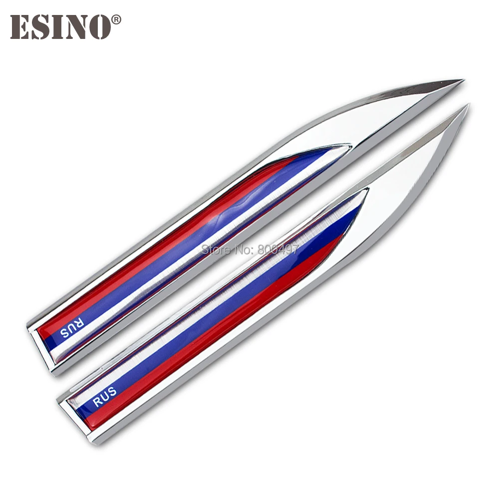 

60 x Car Body Fender Side Metal Chrome Zinc Alloy Knife Side 3D Flag of the Russia Emblems Badges Decals Stickers For Lada GAZ