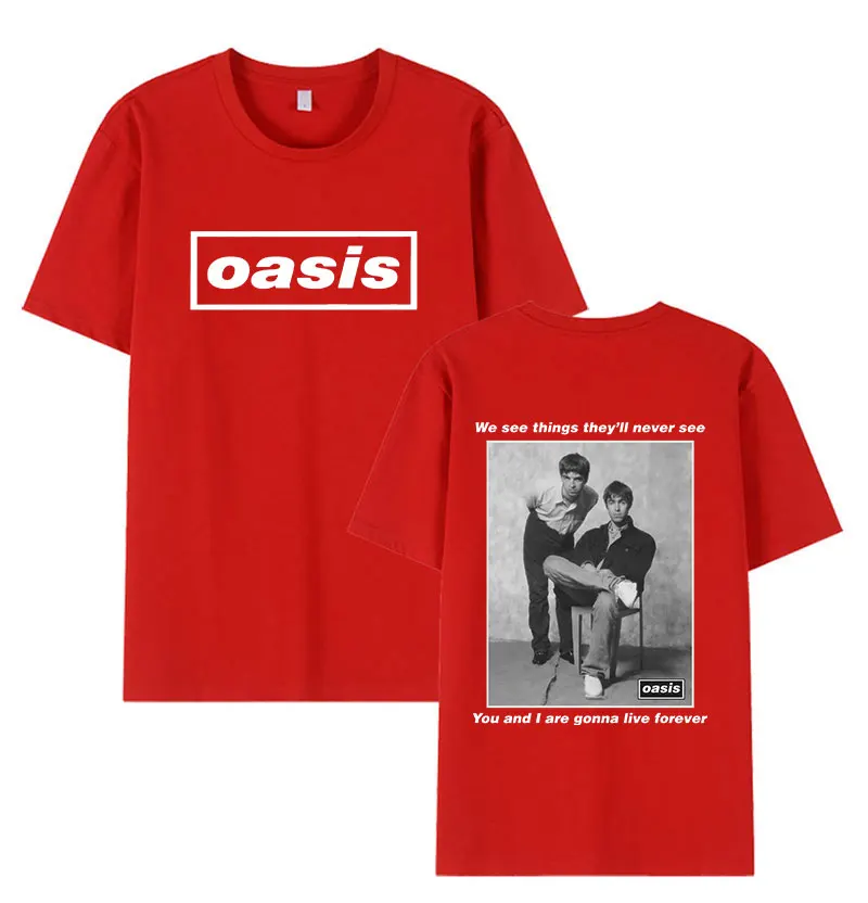 90s Vintage O-Oasis Graphic T-Shirt British Band Hip Hop Short Sleeve T-Shirts Men's Cotton Oversized T Shirt Unisex Streetwear