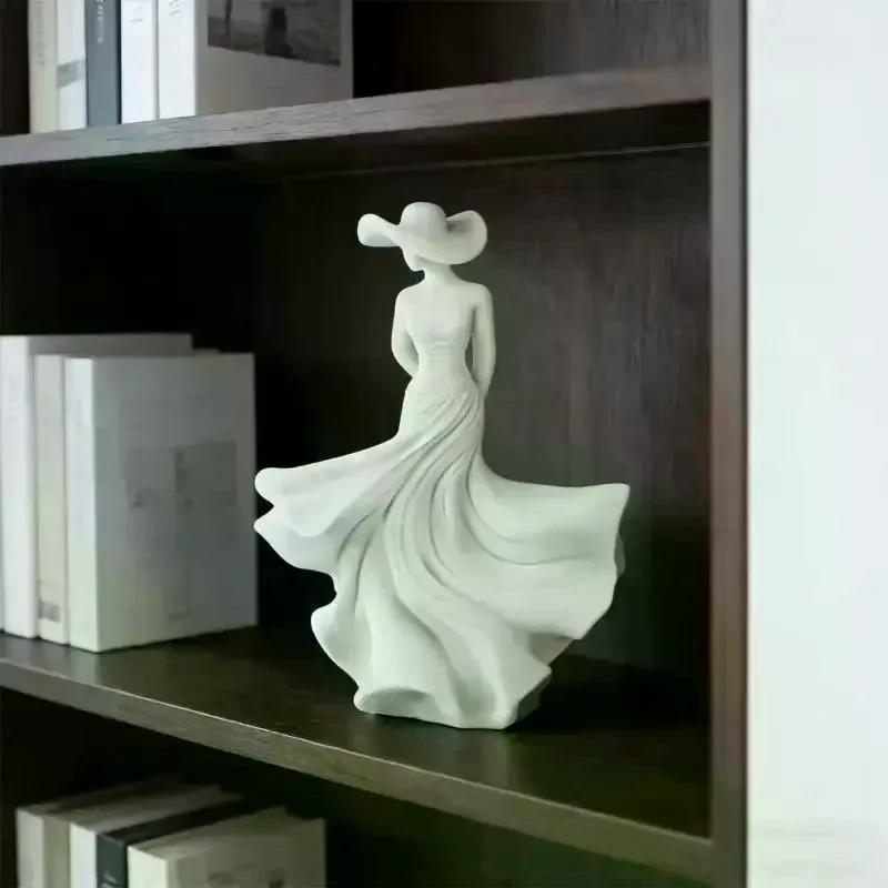 Фото 3D-фигурка-украшение: Белая танцующая леди со струящейся юбкой, простая скульптура для декора гостиной, подарок для женщин и девушек №2
