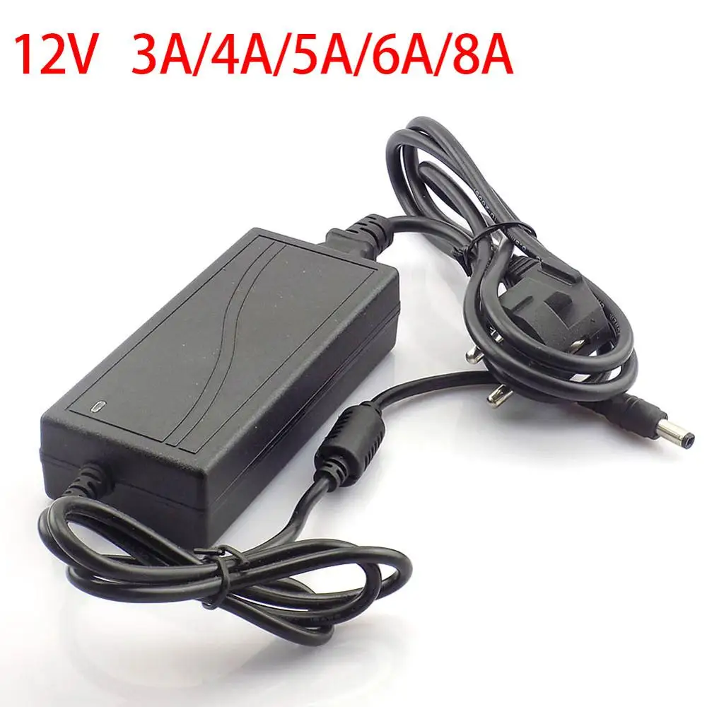 

AC DC 240V 12V 3a 4A 5A 6A 8A US EU Plug 5.5mm x 2.5mm LED Power Adapter Supply Charger driver adaptor for LED Strip Lamp light