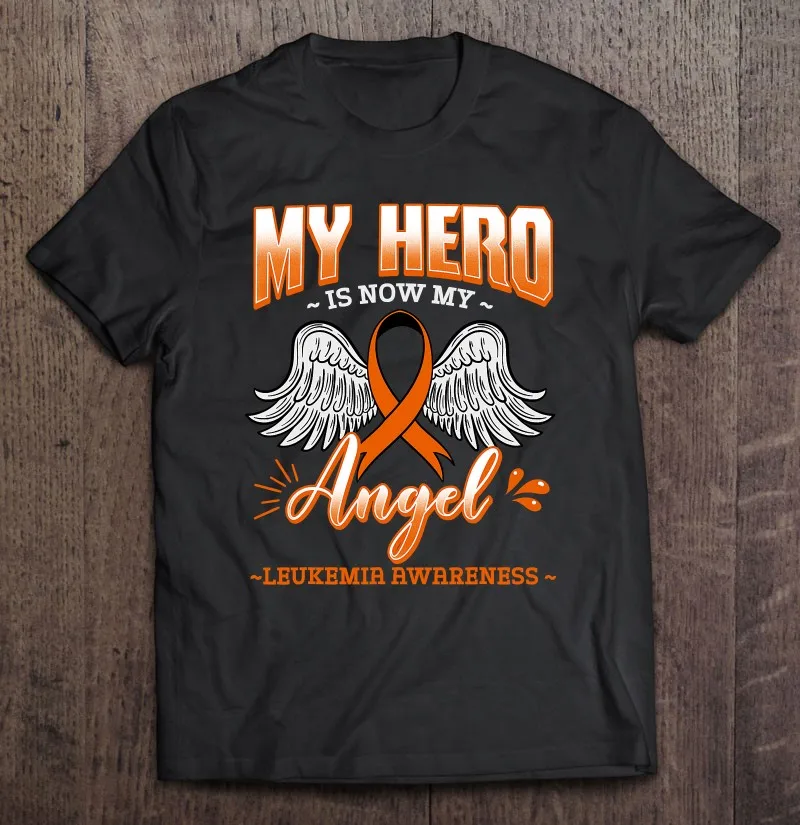 

Футболка мужская с лейкемией и надписью «My Hero Is My Angel»