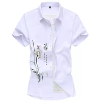 19 colors style white shirt 2021 summer new arrival mens casual short sleeve printed shirt fashion print beach blouse 5xl