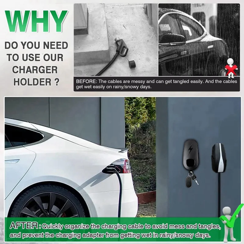 For Tesla Model Y 3 X S Charging Cable Holder Organizer - Car Charger Wall Mount Connector With Chassis Bracket |