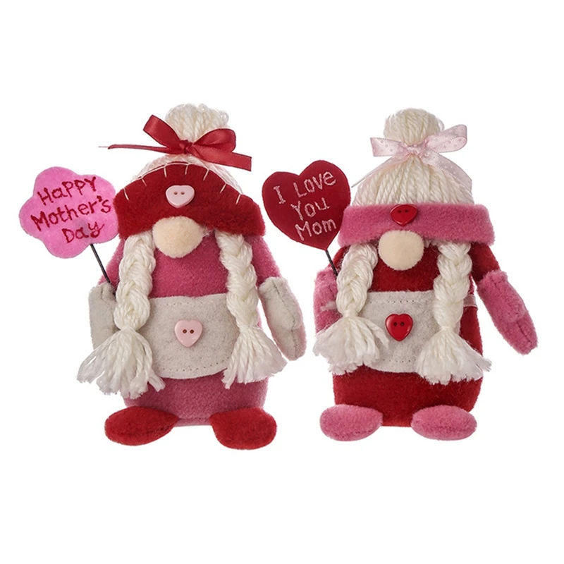 

2 Pcs Mother's Day Faceless Doll Desktop Adornment Gnome Plush Doll Gifts For Festival Party Ornaments Home Decoration