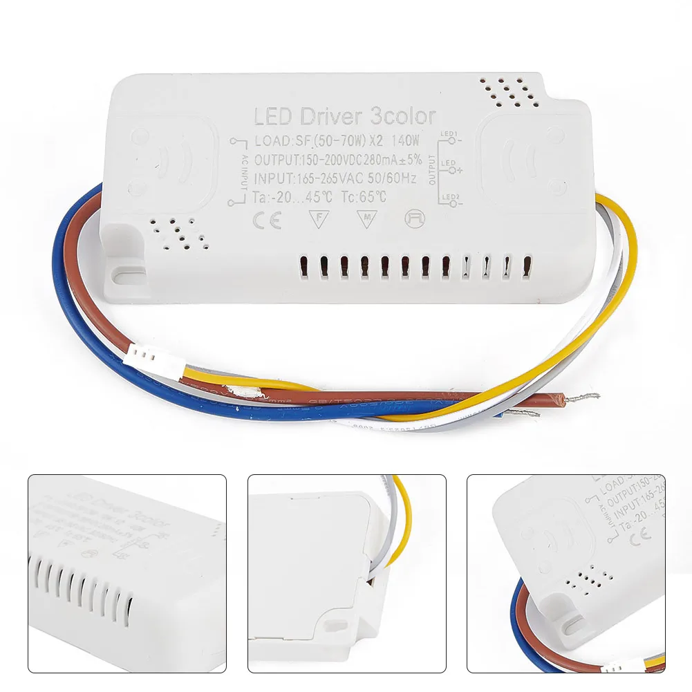 

LED Driver 3 Color Adapter For LED Lighting Non-Isolating Transformer Replacement 8-24W 20-40W 30-50W 40-60W 50-70W 260-280mA