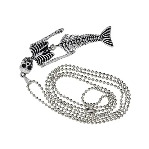 Ожерелье-цепочка из бисера на Хэллоуин с подвеской в виде скелета русалки