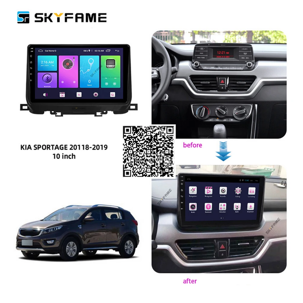 

Автомобильные аксессуары SKYFAME, радио, стерео для Kia Sportage/KX5 2018 2019 Android, мультимедийная система DSP, GPS-навигатор, плеер