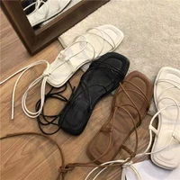 sandals women summer new 2022 beach fashion sexy flat casual cross tie open toe fairy style narrow band shoes black rome sandals