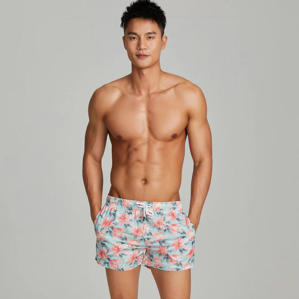Men's Shorts SEOBEAN Brand Polyester Casual Summer Sea beach Quick Dry Pants Boxer shorts Print Beachwear 70302