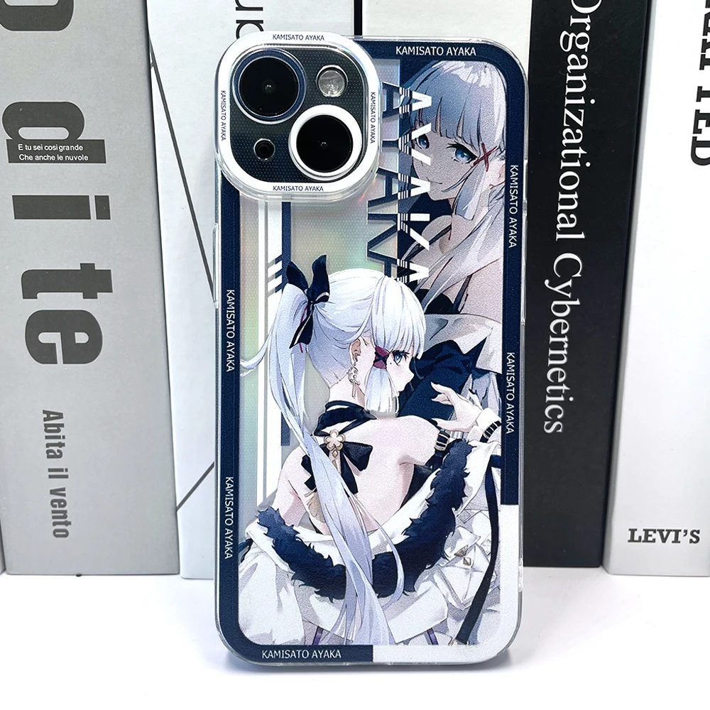 

Hot Genshin Impact Kamisato Ayaka Angle Eyes Phone Case for Iphone 14 13 12 11 Pro Max Mini X Xs Xr 8 7 Plus Se 2022 Laser Funda