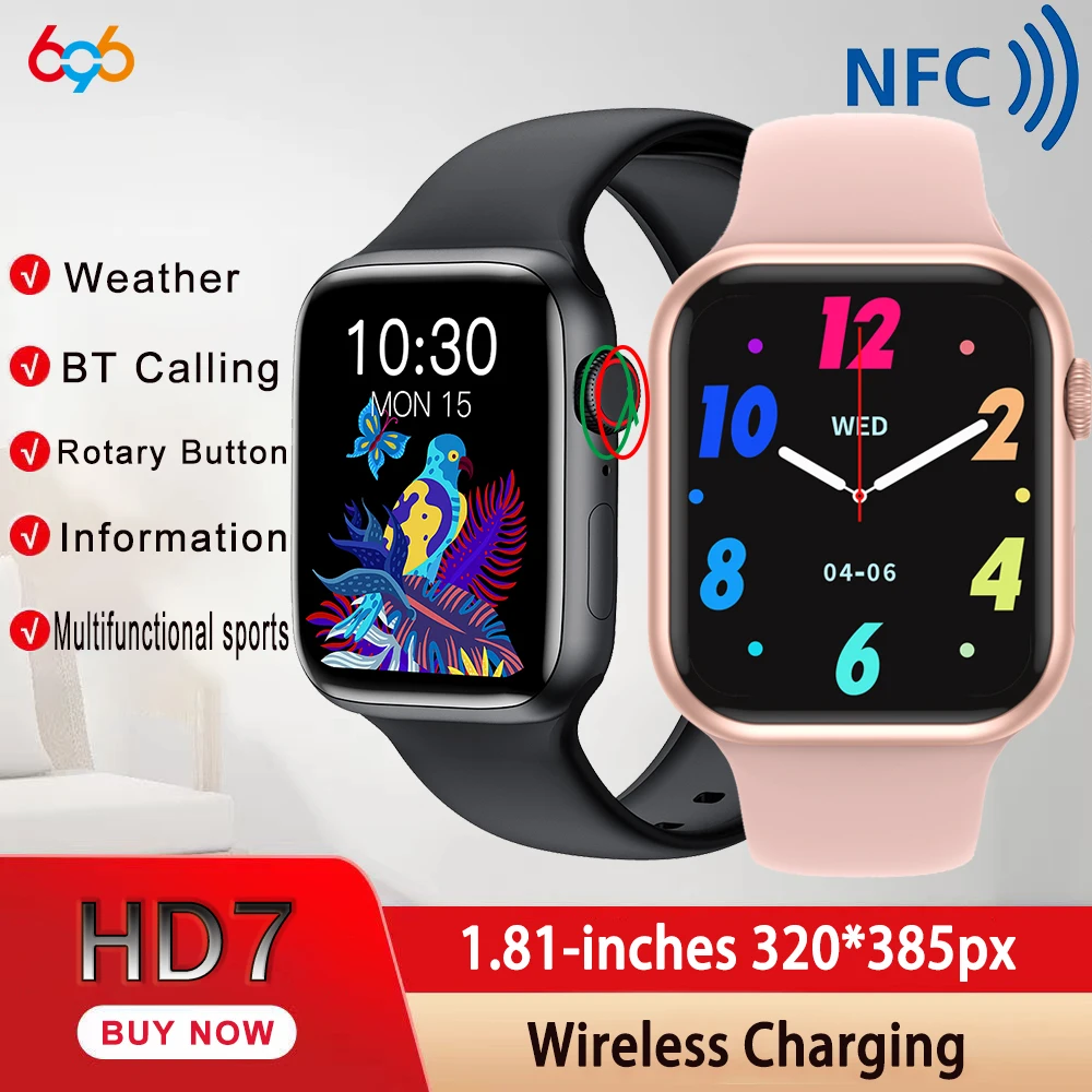 

Smart Watch Band Men 1.81 Inch Blue Tooth Call Custom Dial Heartrate NFC Access card Women Smartwatch For Apple Watch 3 Wearable