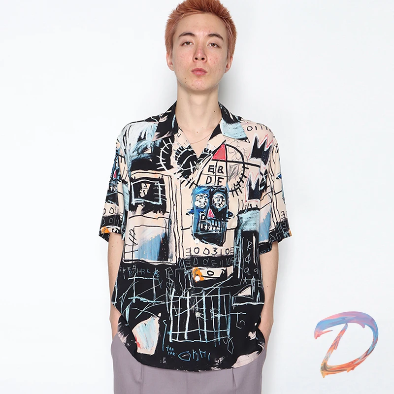 Wacko Maria Summer Shirts Painted Graffiti High Street Hip Hop Hawaiian Short Sleeve Shirt