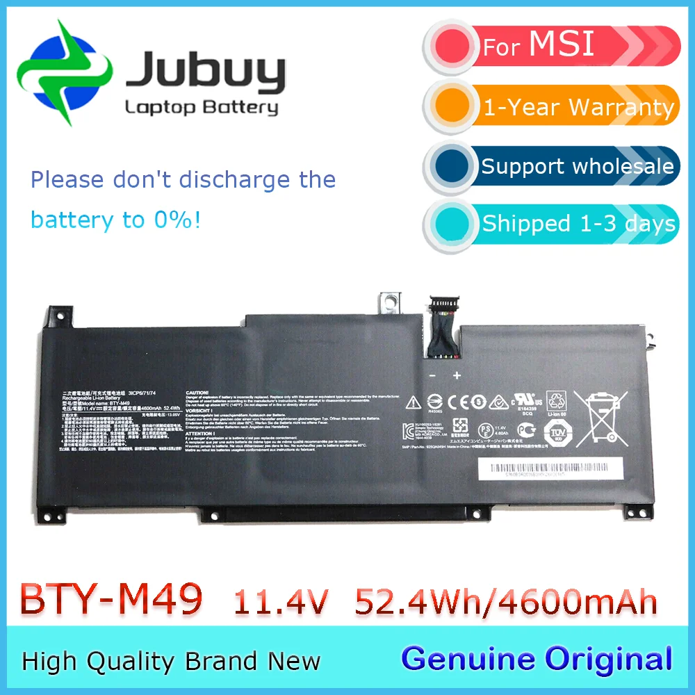 BTY-M49 11 4 В 52 Втч оригинальный аккумулятор для ноутбука MSI Modern 14 B10MW B4MW B11SB Prestige A10RB