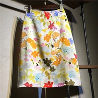 spring summer jacquard embroideried floral skirts women mid length bag hip pencil one step half length skirt ladies skirt