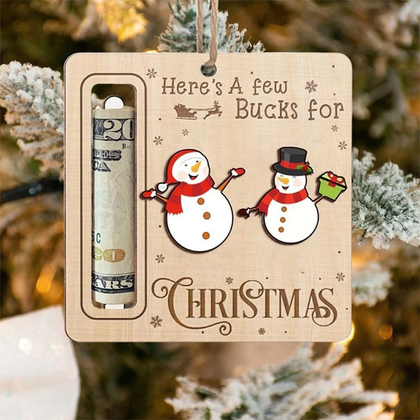 Деревянный рождественский держатель для денег ретро держатели наличных кулон