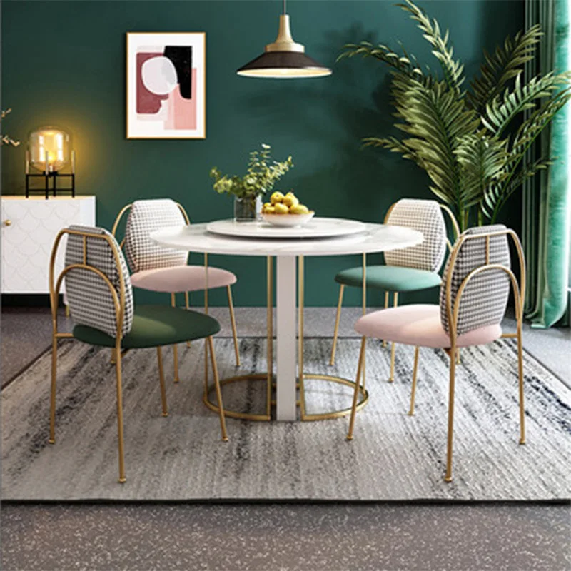 Light Luxury Home Dining Chair Modern Personality Houndstooth Girl Bedroom Dressing Makeup Chair Kitchen Furniture Dining Chairs