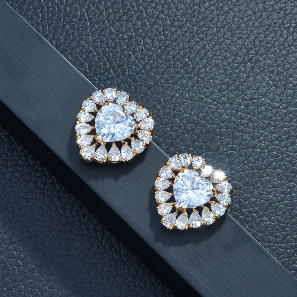 

Fashion Beauty AAA Cubic Zircon Earring Love Heart Shape Women Birdal Stud Earring Accessories Brincos Jewelry Party Gifts E-949