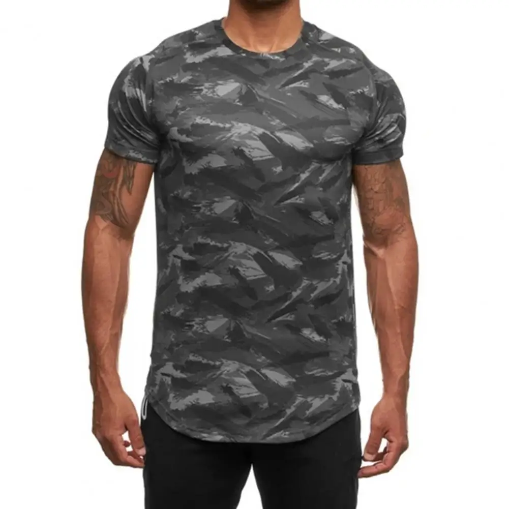 

Simple Stylish Camouflage Print Casual T-shirt Soft Texture Tee Shirt Handsome for Daily Life