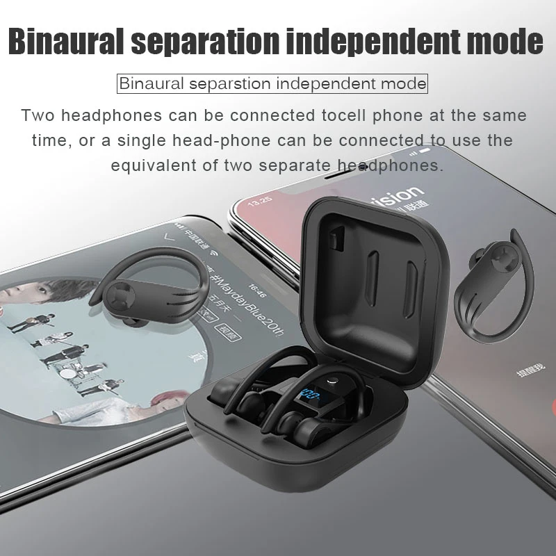 

Ergonomic Stereo Bluetooth 5.0 Headset Wireless Earphone With Charging Box With Microphone Sports Headphone For Xiaomi Huawei