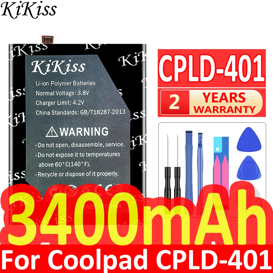 

KiKiss Powerful Battery CPLD401 CPLD 401 3400mAh For Coolpad CPLD-401 Batteries