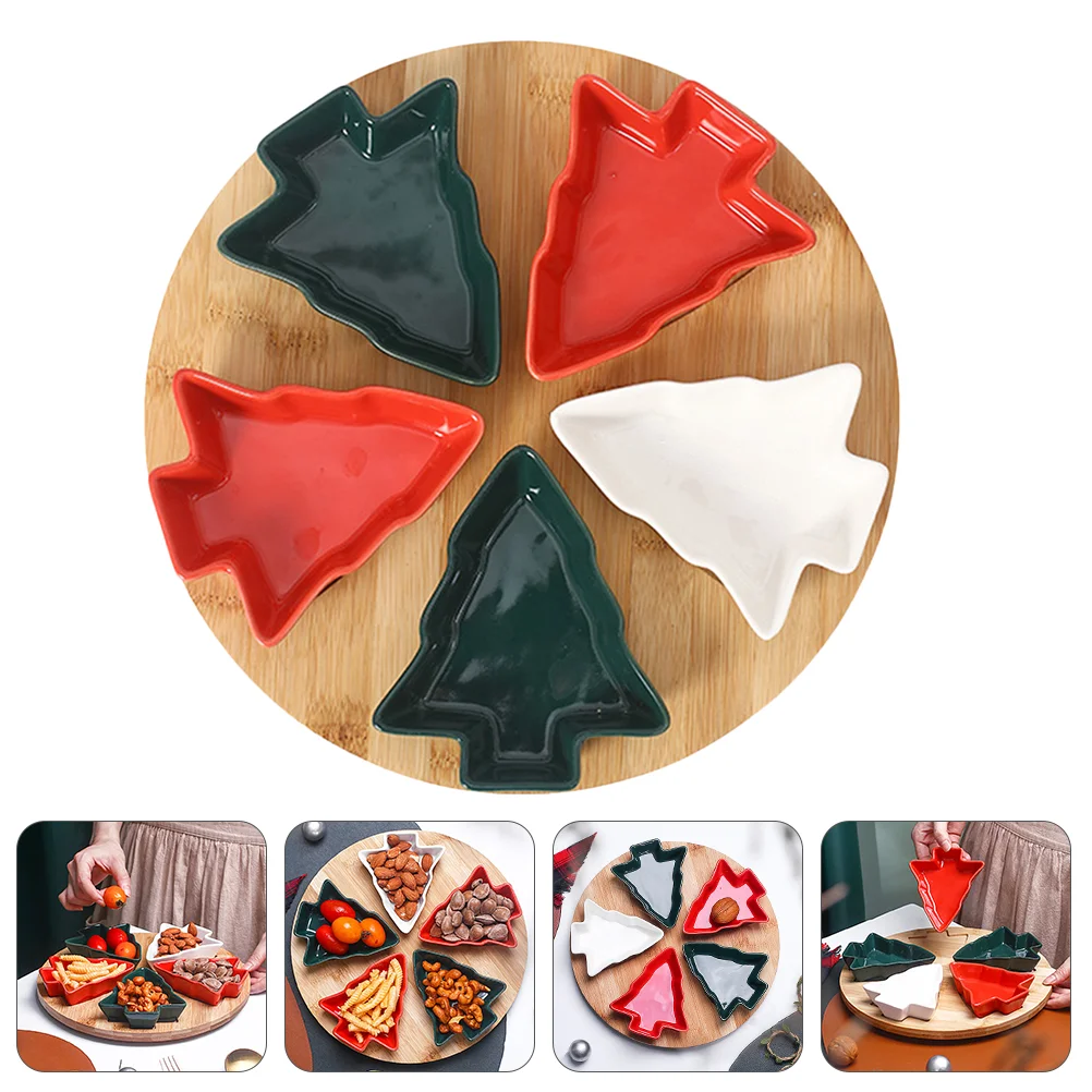 

Christmas Candy Terrarium Containeres Chip and Dip Bowls Christmas Tree Shaped Sauce Terrarium Containeres with Wood Tray for