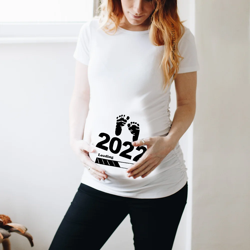 

Women T Shirt 2022 Baby Loading Printed Pregnant Girl Maternity Short Sleeve Shirt New Mom Clothes T-shirt Summer Tops