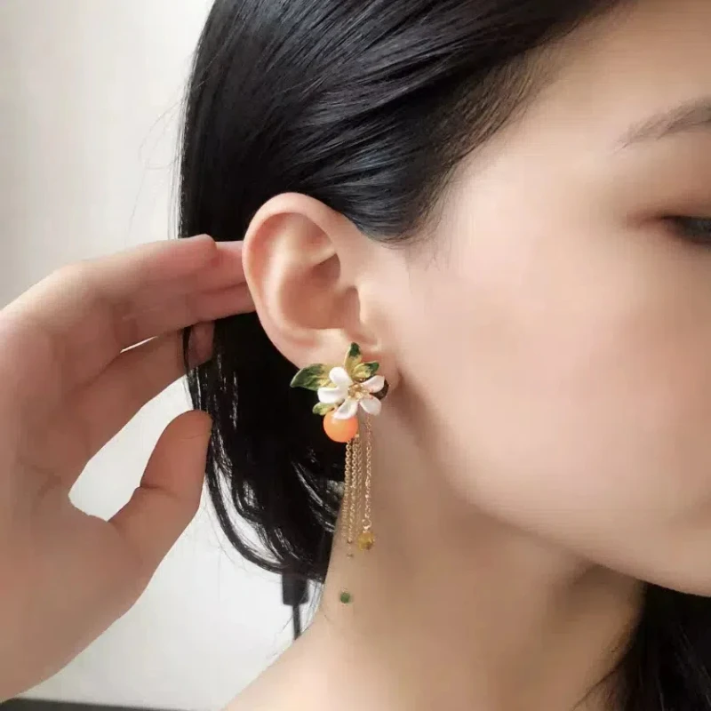 Новый эмалированный браслет ручной работы в стиле Прованса с оранжевыми цветами