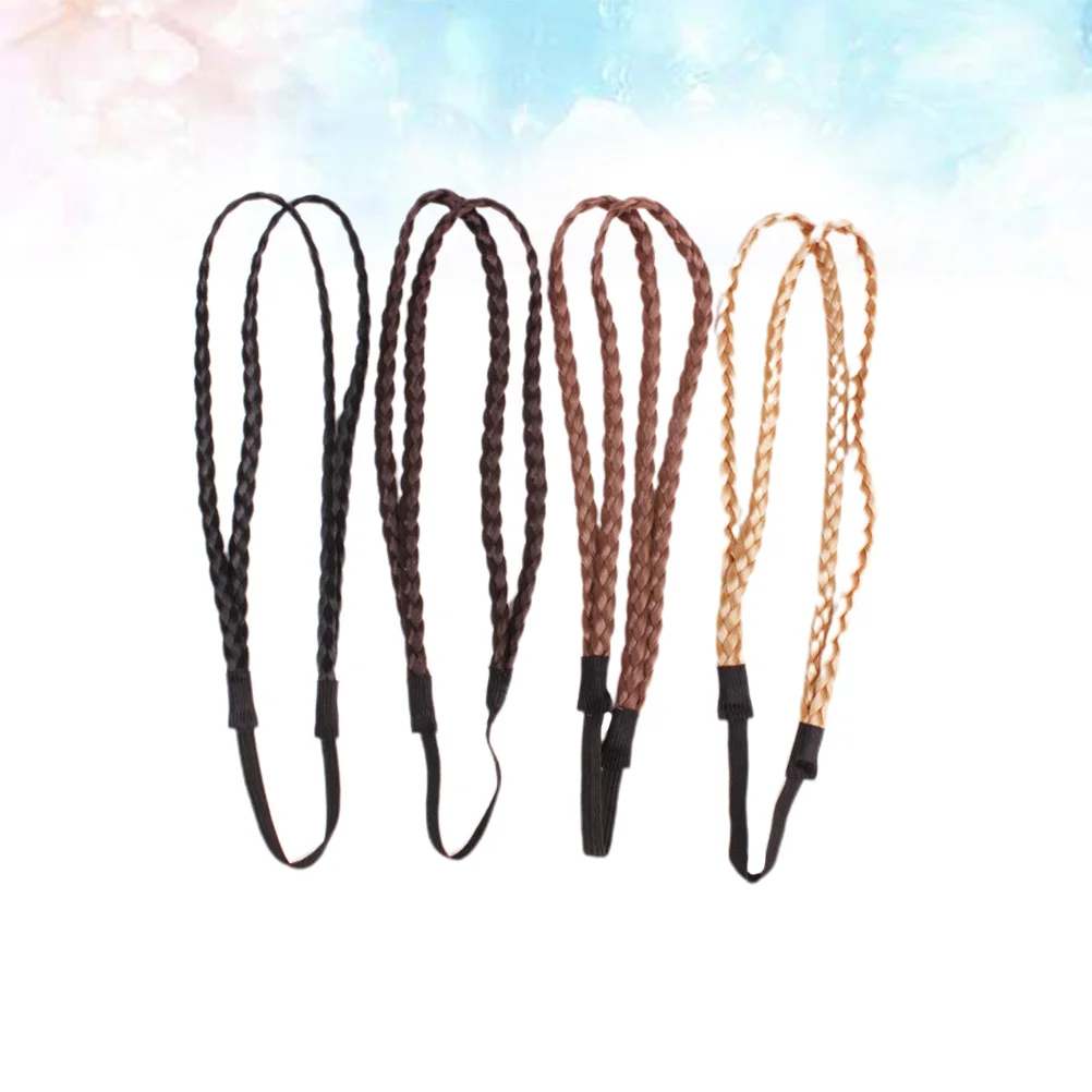 

4 Pcs Athletic Headbands Women Exercise Braided Womens Fashion Double Hair Ties Braids Workout