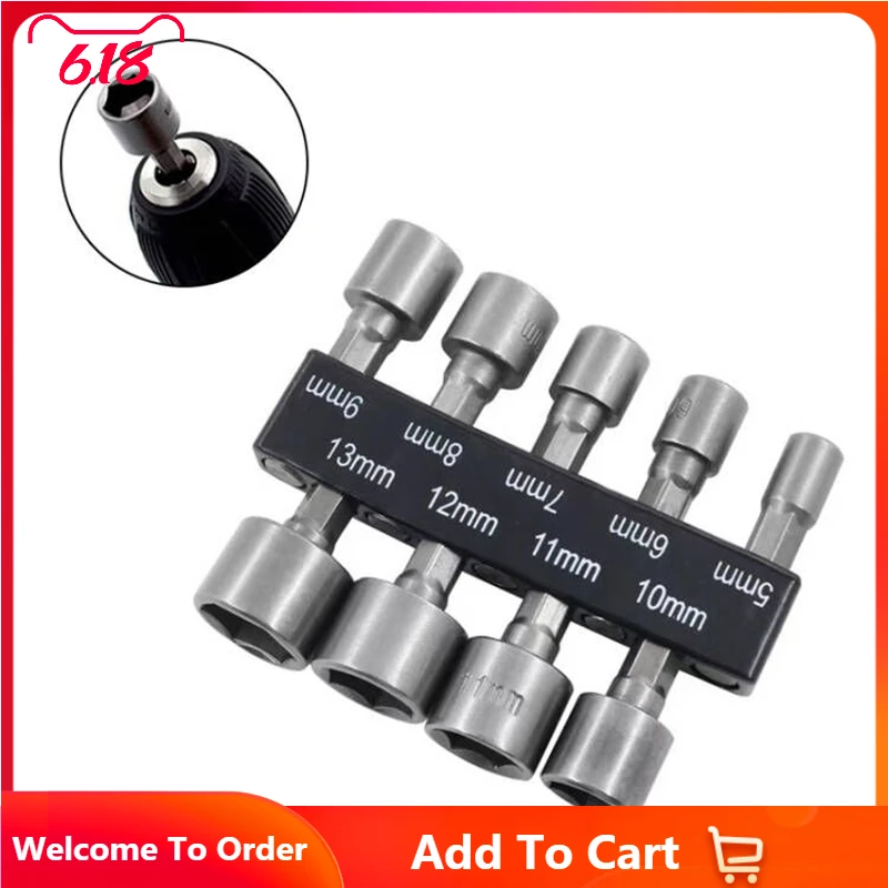

9Pcs Drill Bit Adapter Hex Power Nut Driver Drill Bit 5-13mm Socket Screwdriver Wrench Set For Electric Screwdriver