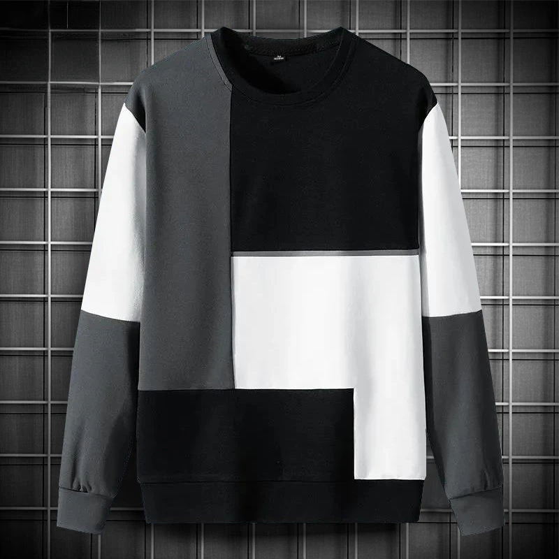 

Hoodie Mens Sweatshirts Plus Size Fashion Patchwork Male Sportswear Pullovers Hip Hop Streetwear Round Neck Tracksuit E222