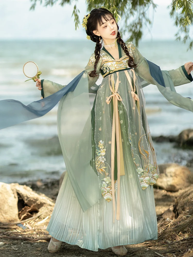 Юбка династии Тан Ru улучшенные платья феи с цветочным принтом для женщин